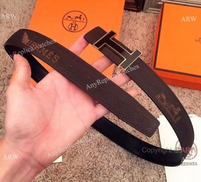 Copy Hermes Black Double Sided Belt 32mm - 2018 Newest